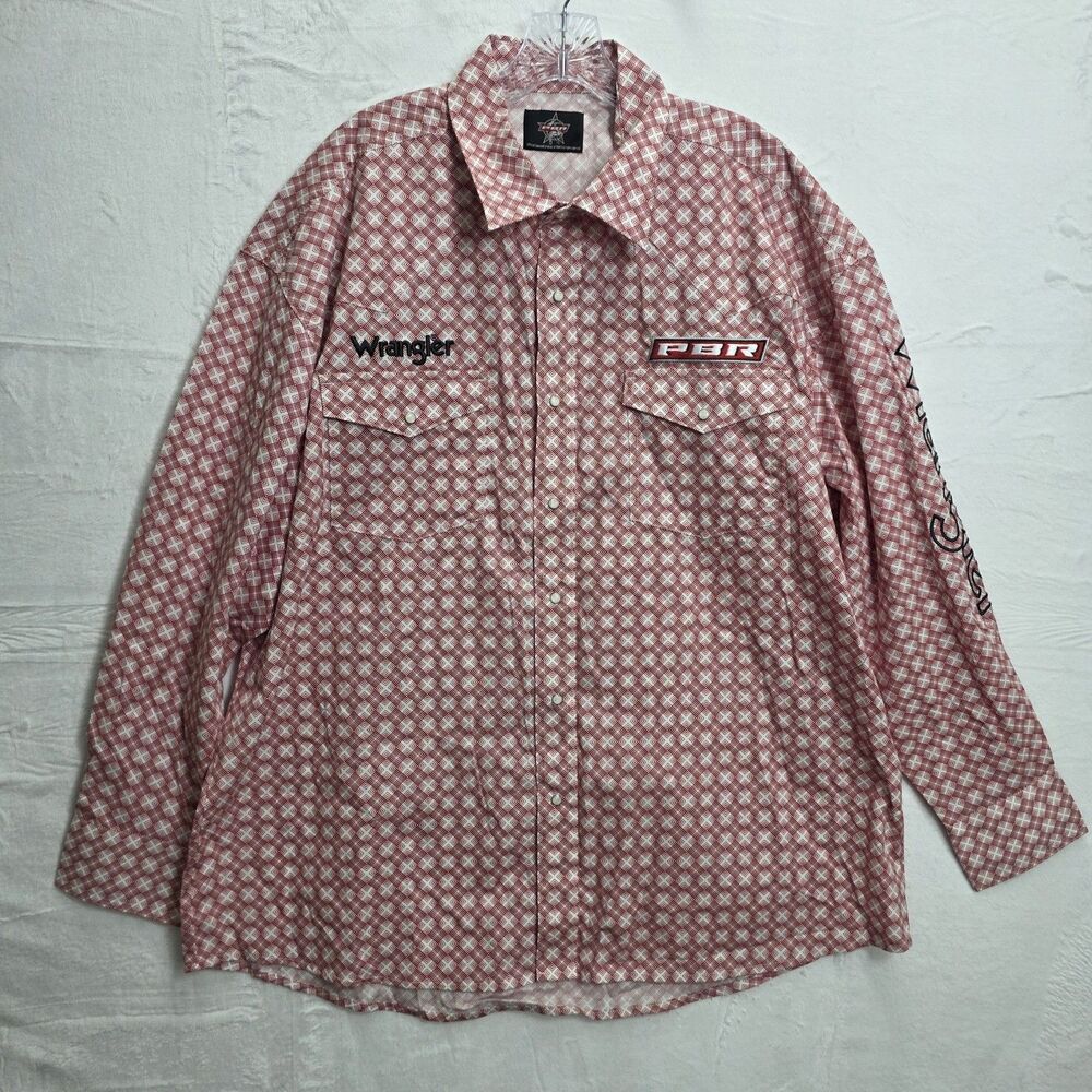 Wrangler X PBR MEN'S logo snap shirt plaid pattern Size 2XL